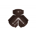 Тройник Y малого конька полукруглого Grand Line 420х625 мм Полиэстер (PE) с пленкой 0,45 мм RAL 8017 шоколадно-коричневый