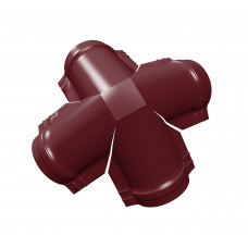 Четверник малого конька полукруглого Grand Line 520х520 мм Полиэстер (PE) с пленкой 0,45 мм RAL 3005 красное вино (Гранд Лайн)
