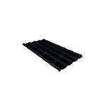 Металлочерепица Grand Line Kamea Rooftop Бархат 0,5 мм RAL 9005 чёрный